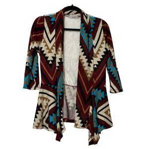 Papaya USA women’s size M Native American print lace back 3/4 sleeve cardigan